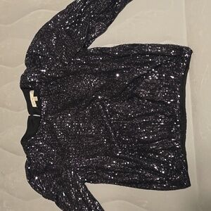 Sequined Long Sleeve Top Large